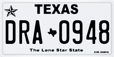 TX license plate DRA0948