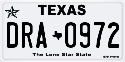 TX license plate DRA0972