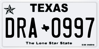 TX license plate DRA0997