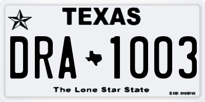 TX license plate DRA1003