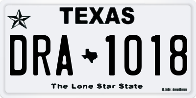 TX license plate DRA1018