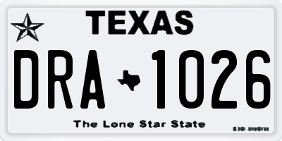 TX license plate DRA1026