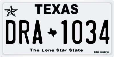 TX license plate DRA1034