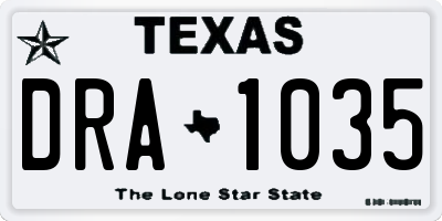 TX license plate DRA1035