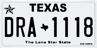 TX license plate DRA1118