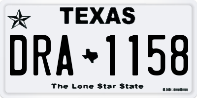 TX license plate DRA1158