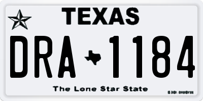 TX license plate DRA1184