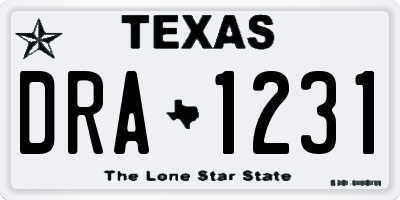 TX license plate DRA1231
