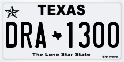 TX license plate DRA1300