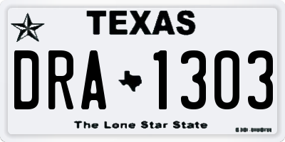 TX license plate DRA1303