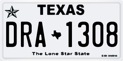 TX license plate DRA1308