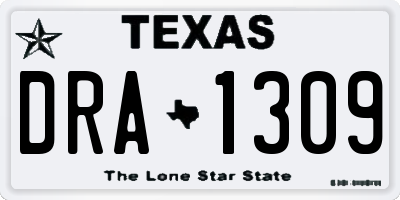 TX license plate DRA1309