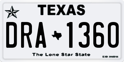 TX license plate DRA1360