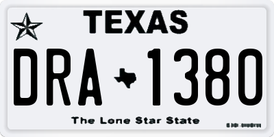 TX license plate DRA1380