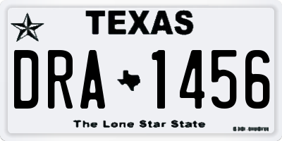 TX license plate DRA1456