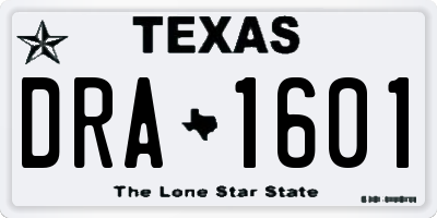 TX license plate DRA1601