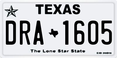 TX license plate DRA1605