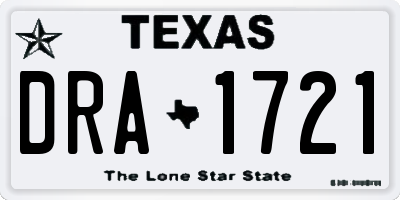 TX license plate DRA1721