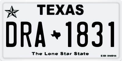 TX license plate DRA1831