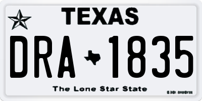 TX license plate DRA1835