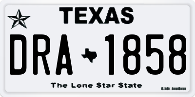 TX license plate DRA1858