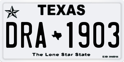 TX license plate DRA1903