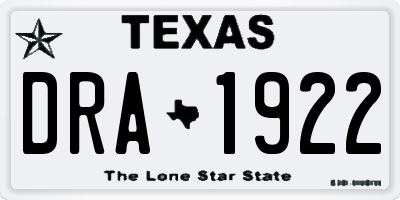 TX license plate DRA1922