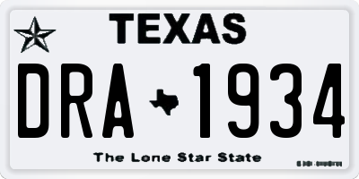 TX license plate DRA1934