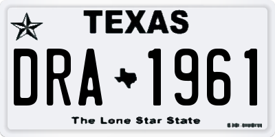 TX license plate DRA1961