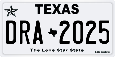 TX license plate DRA2025