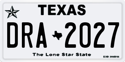 TX license plate DRA2027