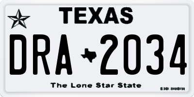 TX license plate DRA2034