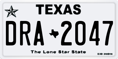 TX license plate DRA2047