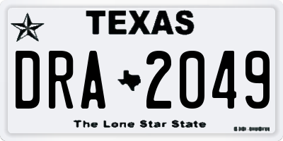 TX license plate DRA2049