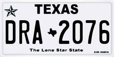 TX license plate DRA2076