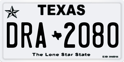 TX license plate DRA2080