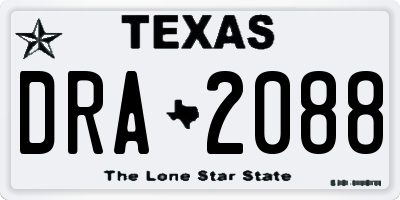TX license plate DRA2088