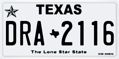 TX license plate DRA2116
