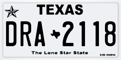 TX license plate DRA2118