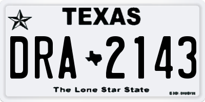 TX license plate DRA2143