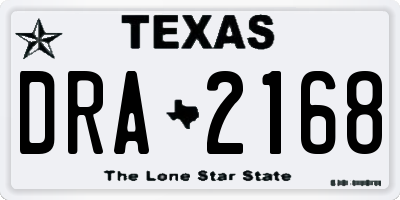 TX license plate DRA2168
