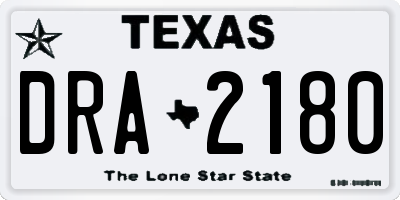 TX license plate DRA2180