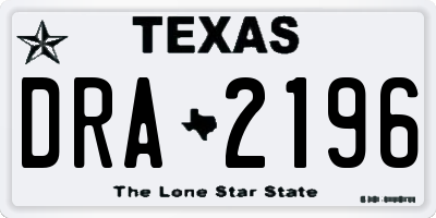 TX license plate DRA2196