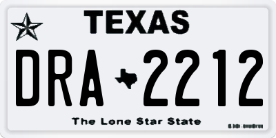 TX license plate DRA2212