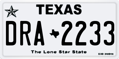 TX license plate DRA2233