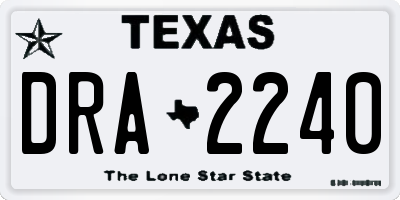 TX license plate DRA2240