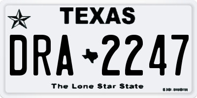 TX license plate DRA2247