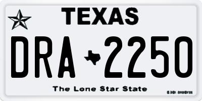 TX license plate DRA2250