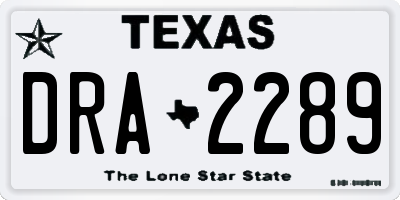 TX license plate DRA2289