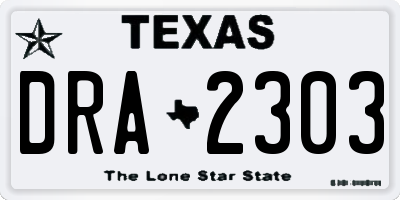 TX license plate DRA2303